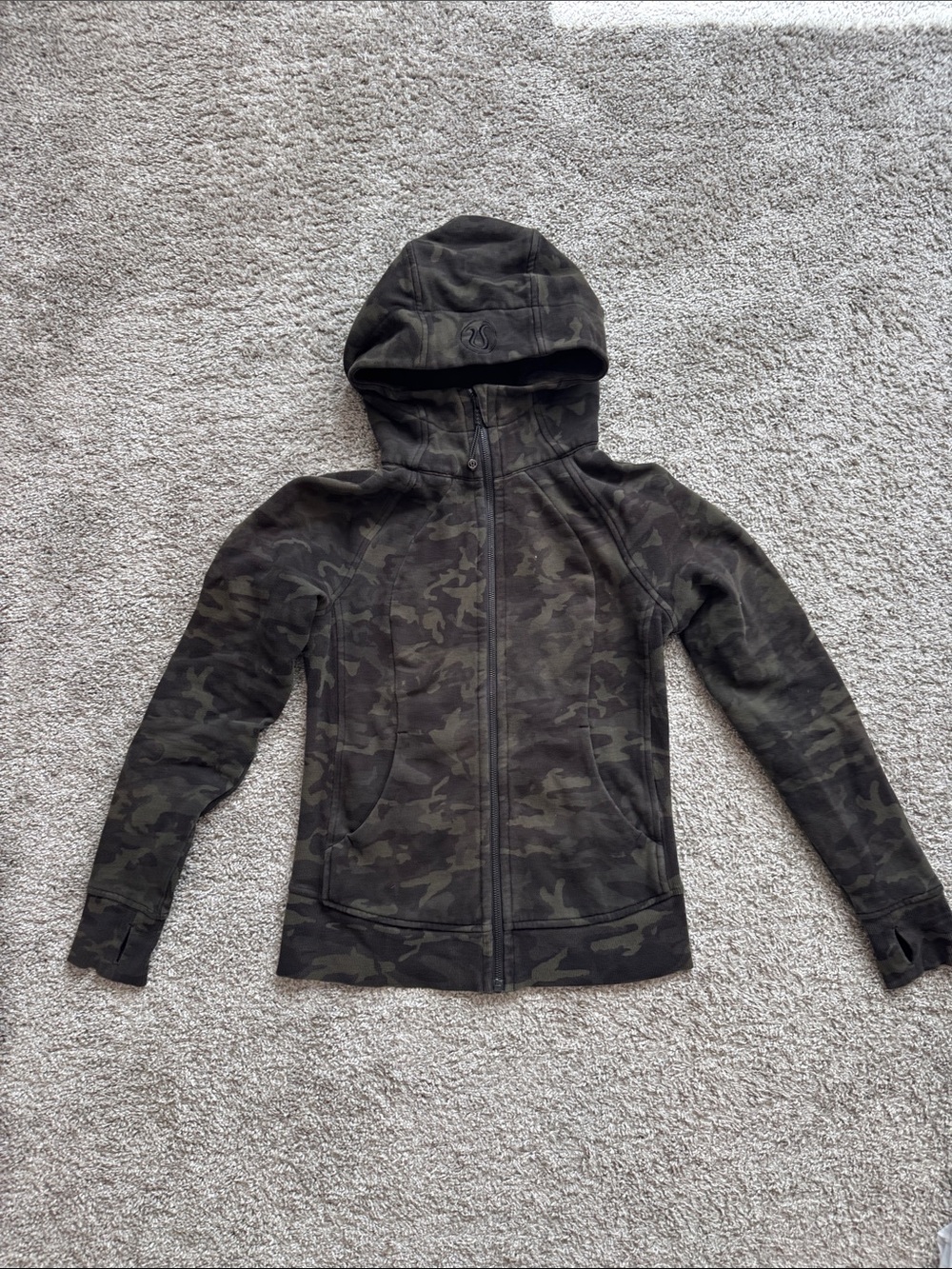 lululemon athletica Olive Green Camo Zip-Up Hoodie